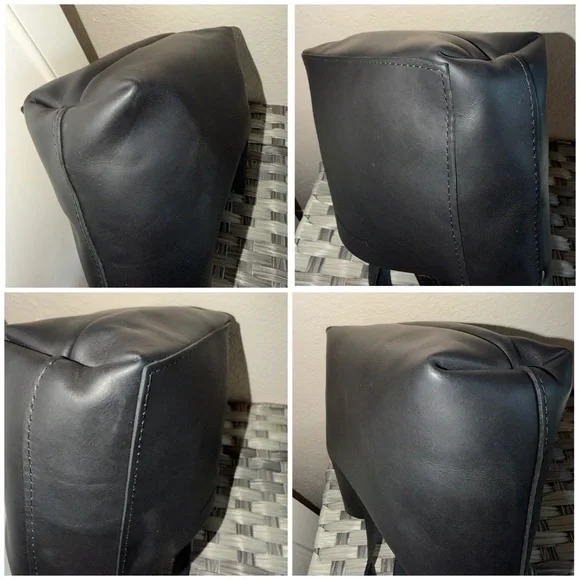 Portland Leather Goods Mini Tote Bag – Black Full-Grain Leather Handbag - Picture 9 of 10